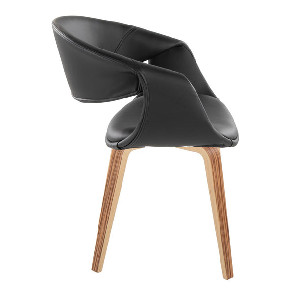 English Elm Upholstered Faux Leather Dining Chair Set Mid Century Bent Wood Legs Pair B202S02092