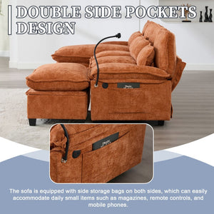 English Elm United We Win 106" U-Shaped Sectional Sofa - Comfy Chenille Couch With Usb Ports, Storage Ottoman & Pillows W1568S00234-GIGA