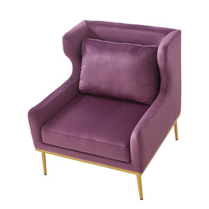 English Elm Modern Velvet Accent Chair Curved Arms Plush Cushion Upholstered Seat for Living Room Purple N763P360686I
