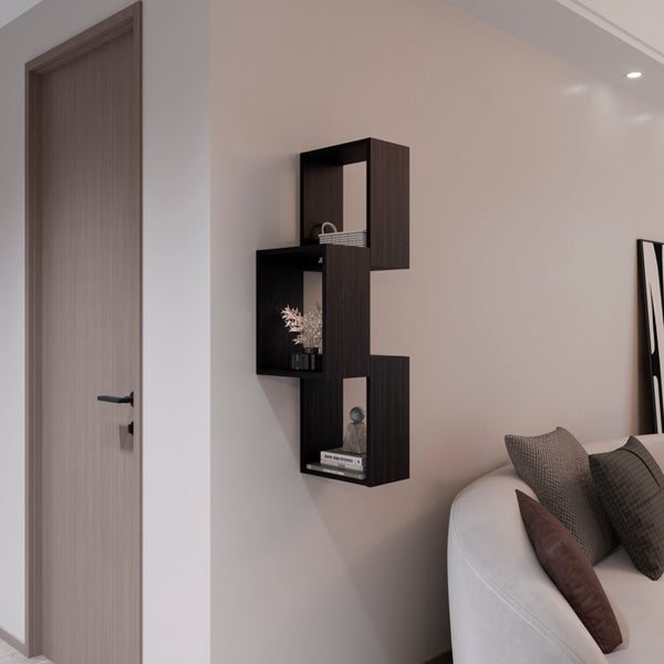 English Elm Seyner 6-Cube Wall Shelf in Walnut Finish — Durable Engineered Wood, Sleek Open Storage, Space-Saving Display for Living Room or Office Decor B070P368068