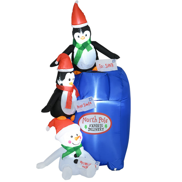 English Elm Homcom 6Ft Christmas Inflatable Yard Decor With Snowman, Penguins & Led Lights For Festive Cheer W2225P229269