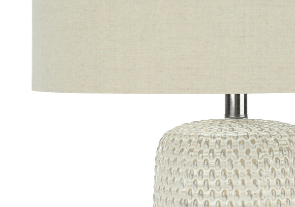 HomeRoots 31" Cream Ceramic Geometric Table Lamp with Beige Shade – Modern Style for Any Room, Easy Use! 545794