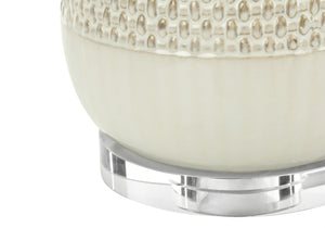 HomeRoots 31" Cream Ceramic Geometric Table Lamp with Beige Shade – Modern Style for Any Room, Easy Use! 545794