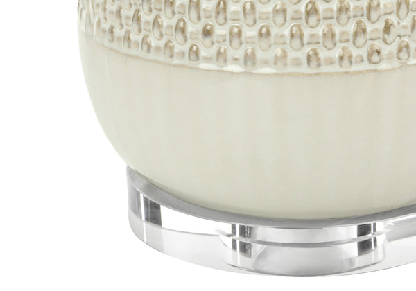 HomeRoots 31" Cream Ceramic Geometric Table Lamp with Beige Shade – Modern Style for Any Room, Easy Use! 545794