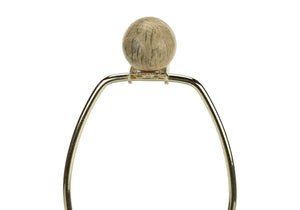 Homeroots 25" Brown Geometric Table Lamp With Black Drum Shade   545795