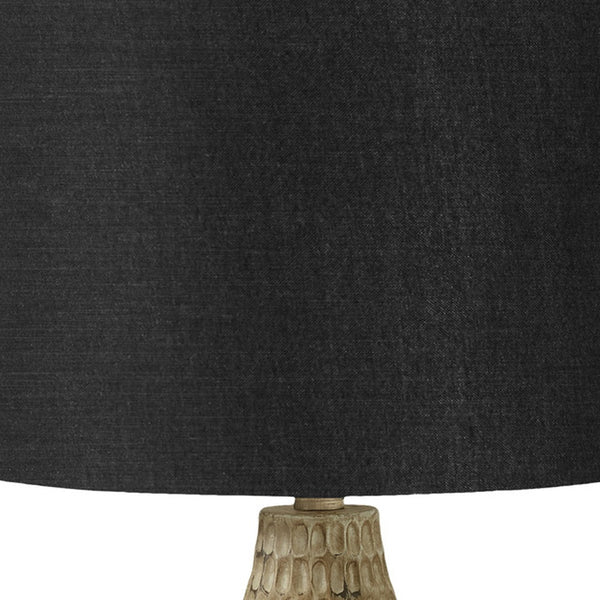 Homeroots 25" Brown Geometric Table Lamp With Black Drum Shade   545795