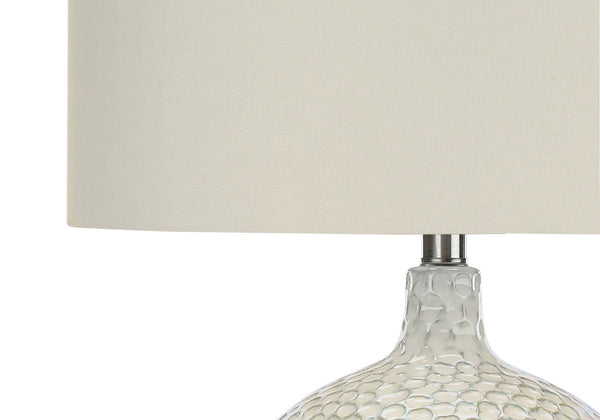 HomeRoots 28" Elegant White & Silver Ceramic Table Lamp with Cream Shade - Smart Control & Modern Design 545796
