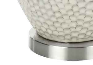 HomeRoots 28" Elegant White & Silver Ceramic Table Lamp with Cream Shade - Smart Control & Modern Design 545796