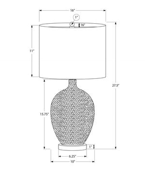 HomeRoots 28" Elegant White & Silver Ceramic Table Lamp with Cream Shade - Smart Control & Modern Design 545796