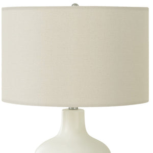 Homeroots 25" Cream Ceramic Gourd Table Lamp With Cream Drum Shade   545797