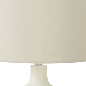 Homeroots 25" Cream Ceramic Gourd Table Lamp With Cream Drum Shade   545797