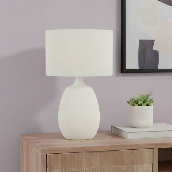 HomeRoots 26" Cream Gourd Table Lamp - Stylish Polyresin Base, Soft Ambient Light & Smart-Enabled Functionality 545798