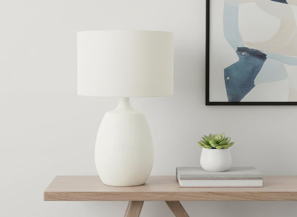 HomeRoots 26" Cream Gourd Table Lamp - Stylish Polyresin Base, Soft Ambient Light & Smart-Enabled Functionality 545798