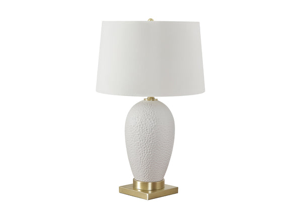 Homeroots 26" Gold And White Ceramic Urn Table Lamp With Cream Empire Shade   545799
