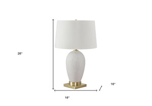 Homeroots 26" Gold And White Ceramic Urn Table Lamp With Cream Empire Shade   545799