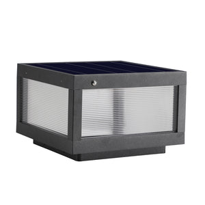 English Elm 12" Solar LED Post Cap Light Black - Modern IP65 Waterproof Yard, Deck & Pathway Light with Auto On/Off W2312P389940