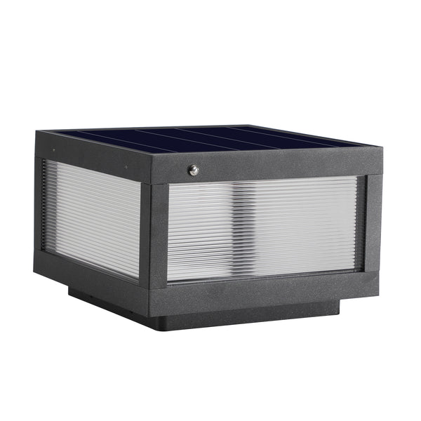 English Elm 12" Solar LED Post Cap Light Black - Modern IP65 Waterproof Yard, Deck & Pathway Light with Auto On/Off W2312P389940