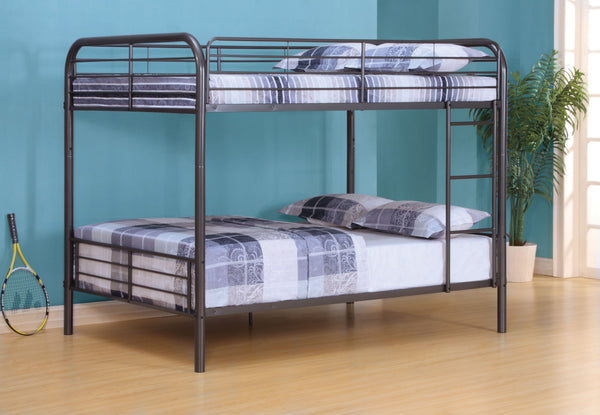 English Elm Bristol Gunmetal Full/Full Bunk Bed with Convertible Split Function, Metal Slat System & Guardrail B2726S00489