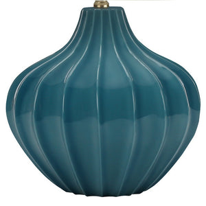 Homeroots 24" Blue Ceramic Gourd Table Lamp With Cream Empire Shade   545800