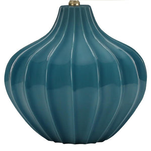 HomeRoots 24" Elegant Teal Blue Ceramic Gourd Table Lamp with Cream Shade - Perfect for Any Room Decor! 545800