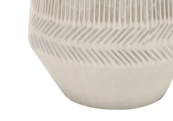 HomeRoots 33" Ivory Ceramic Geometric Table Lamp with Cream Shade - Elegant Lighting for Modern Interiors 545801