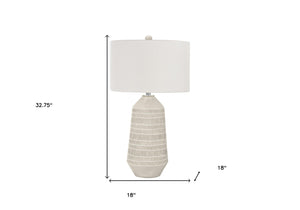 HomeRoots 33" Ivory Ceramic Geometric Table Lamp with Cream Shade - Elegant Lighting for Modern Interiors 545801