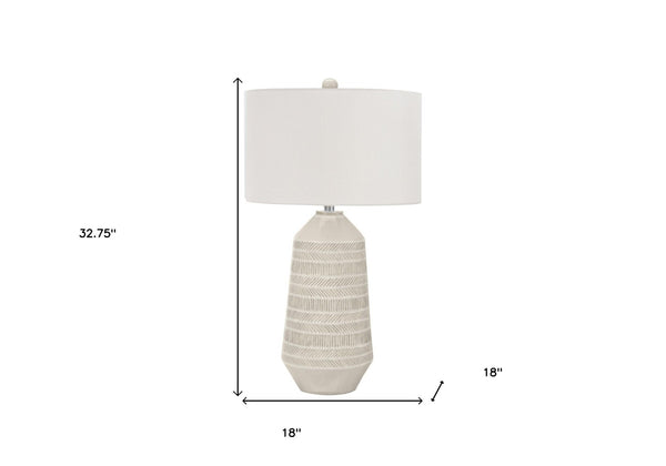 HomeRoots 33" Ivory Ceramic Geometric Table Lamp with Cream Shade - Elegant Lighting for Modern Interiors 545801