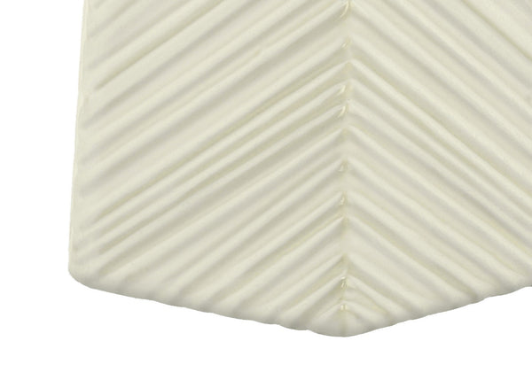 HomeRoots 29" Modern White Ceramic Geometric Table Lamp with Ivory Shade – Elegant Lighting for Any Room 545802