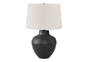 Homeroots 26" Black Metal Urn Table Lamp With Cream Empire Shade   545803