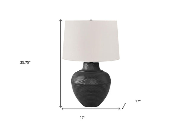 HomeRoots 26" Black Metal Urn Table Lamp with Cream Shade - Timeless Design for Modern and Classic Décor 545803