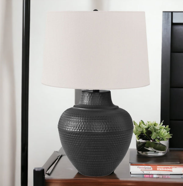 Homeroots 26" Black Metal Urn Table Lamp With Cream Empire Shade   545803