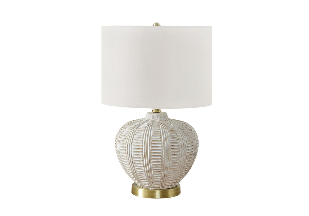 Homeroots 21" Gold And White Urn Table Lamp With Ivory Drum Shade   545804