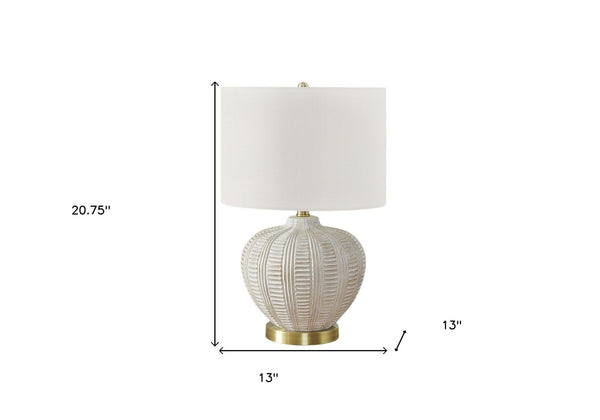 HomeRoots 21" Gold and White Urn Table Lamp with Ivory Shade - Elegant Ambient Lighting for Any Space 545804