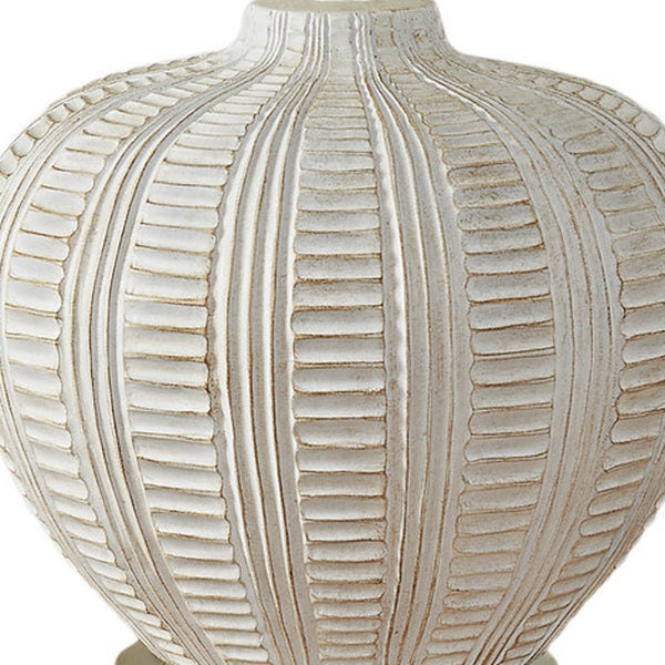 Homeroots 21" Gold And White Urn Table Lamp With Ivory Drum Shade   545804