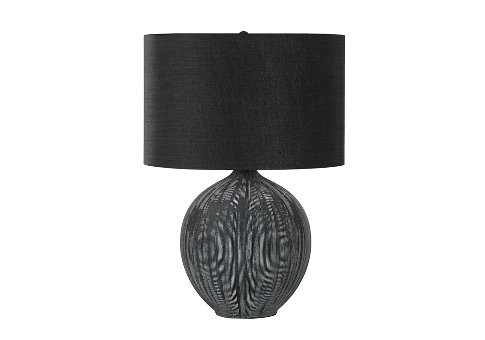 Homeroots 23" Black Ceramic Round Table Lamp With Black Drum Shade   545805