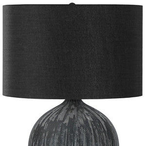 Homeroots 23" Black Ceramic Round Table Lamp With Black Drum Shade   545805