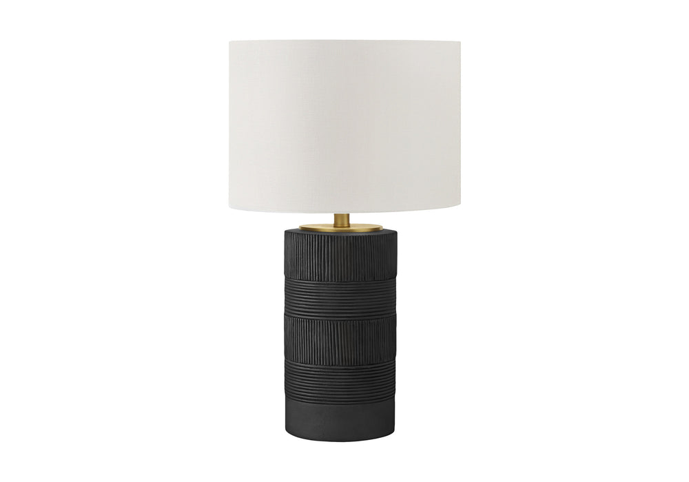 Homeroots 24" Black Cylinder Table Lamp With Ivory Drum Shade   545806