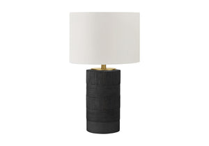 Homeroots 24" Black Cylinder Table Lamp With Ivory Drum Shade   545806