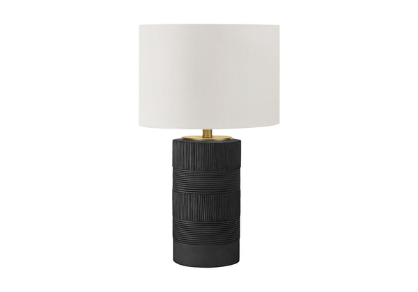 Homeroots 24" Black Cylinder Table Lamp With Ivory Drum Shade   545806