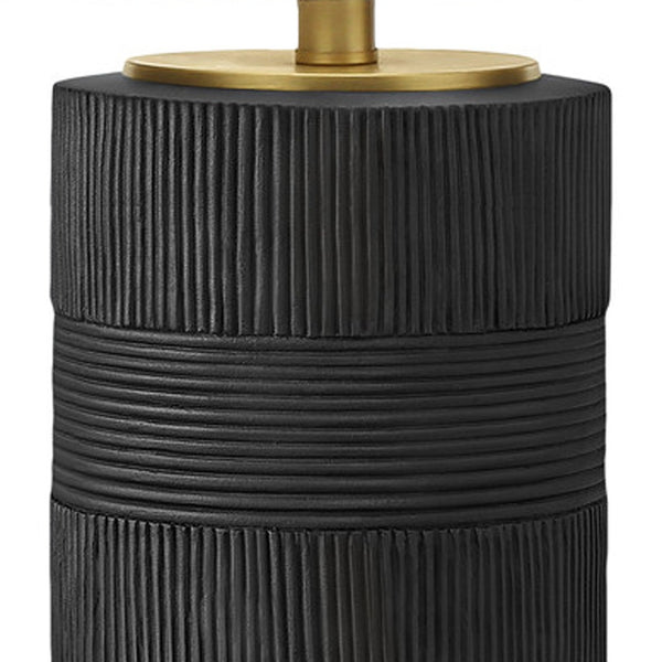 Homeroots 24" Black Cylinder Table Lamp With Ivory Drum Shade   545806