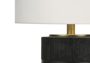 Homeroots 24" Black Cylinder Table Lamp With Ivory Drum Shade   545806