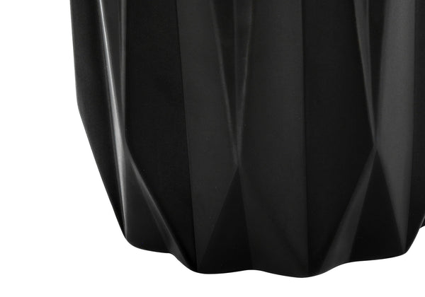 Homeroots 25" Black Ceramic Geometric Table Lamp With Ivory Drum Shade   545807