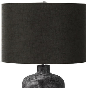 Homeroots 24" Black Ceramic Round Table Lamp With Black Drum Shade   545808