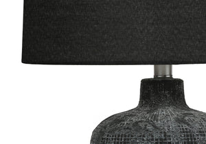 Homeroots 24" Black Ceramic Round Table Lamp With Black Drum Shade   545808