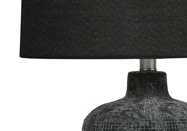 Homeroots 24" Black Ceramic Round Table Lamp With Black Drum Shade   545808