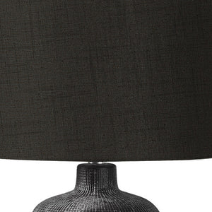 Homeroots 24" Black Ceramic Round Table Lamp With Black Drum Shade   545808