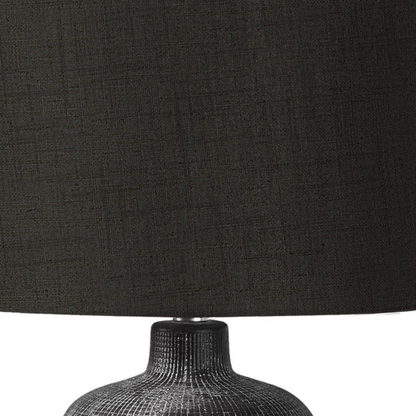 Homeroots 24" Black Ceramic Round Table Lamp With Black Drum Shade   545808