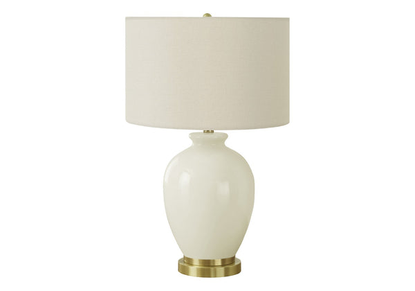 HomeRoots 26" Gold and Ivory Ceramic Urn Table Lamp – Elegant Cream Shade for Ambient Lighting in Any Space 545812