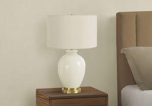 HomeRoots 26" Gold and Ivory Ceramic Urn Table Lamp – Elegant Cream Shade for Ambient Lighting in Any Space 545812