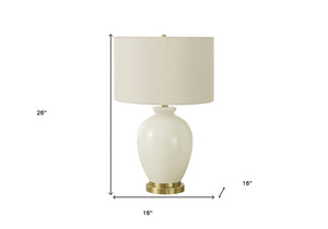 HomeRoots 26" Gold and Ivory Ceramic Urn Table Lamp – Elegant Cream Shade for Ambient Lighting in Any Space 545812